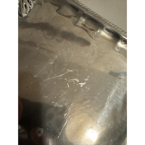 BETTY BARRENA ORNATE FRUITED PEWTER SERVING TRAY MEXICO GRAPES PEARS - Picture 7 of 7